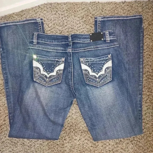 Wired Heart Jeans Womens 30 Stretch Medium Wash Low Rise Bootcut - Picture 2 of 9